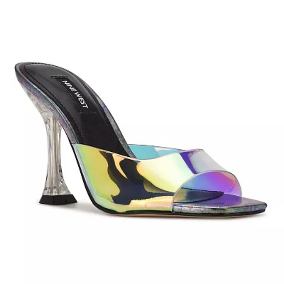 Wondrous Nine West Iridescent Heeled Slide Sandals - Size 7 - Picture 7 of 8